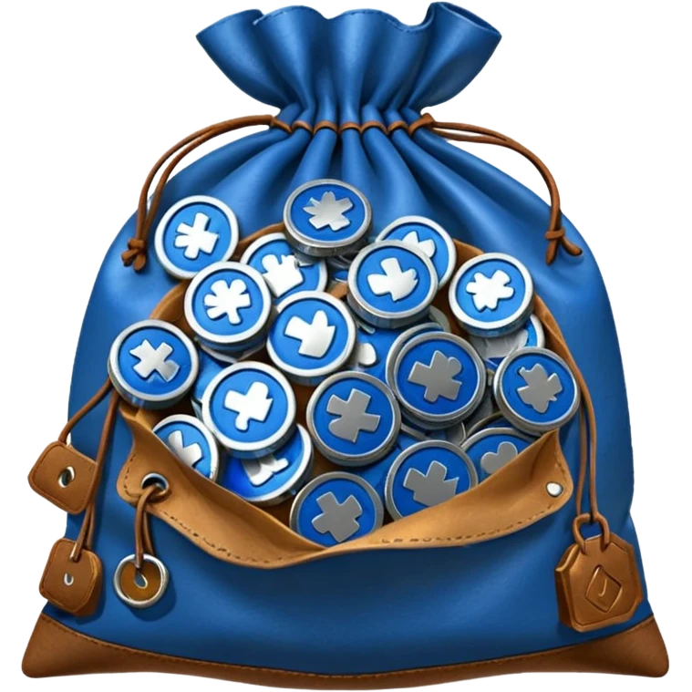 blue coins inside brown money bag emoji