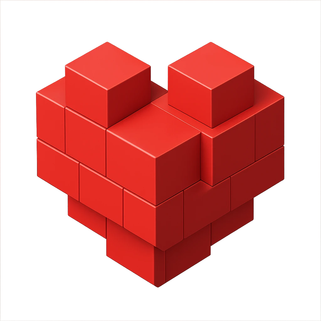heart, minimalist geometric style, 3D blocks icon emoji
