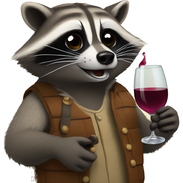 Raccoon drinking wine emoji