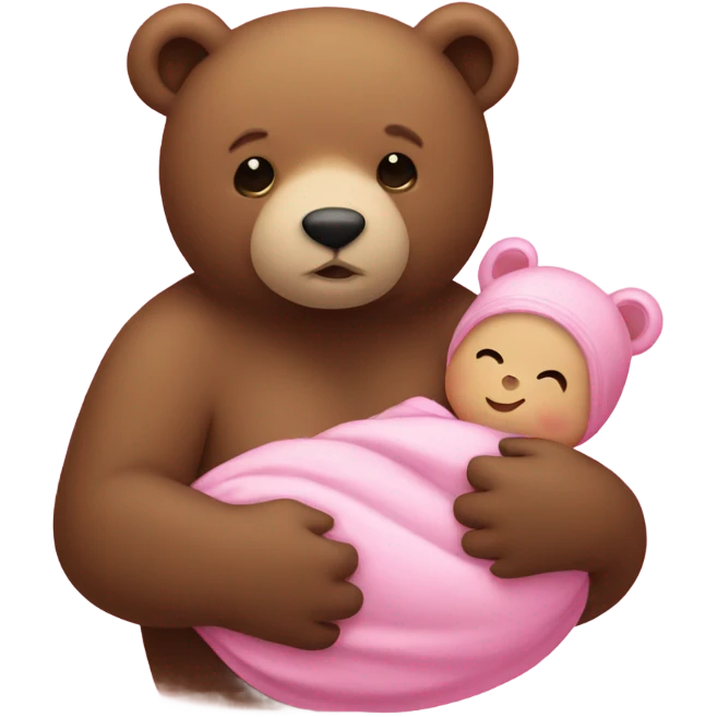 Bear holding a pink baby emoji