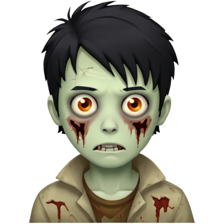 boy zombie with messy black hair emoji