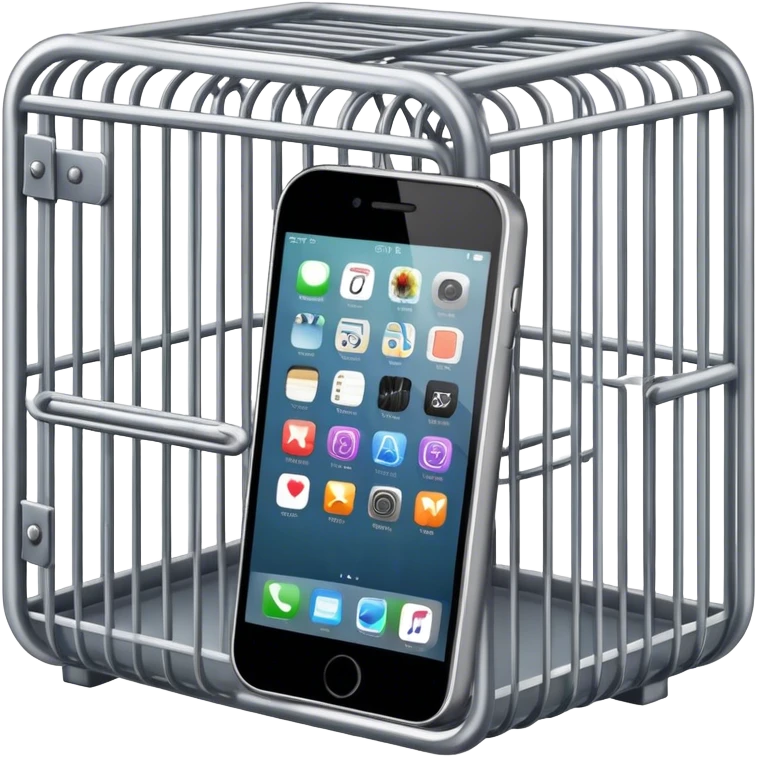a mobile phone locked in cage emoji