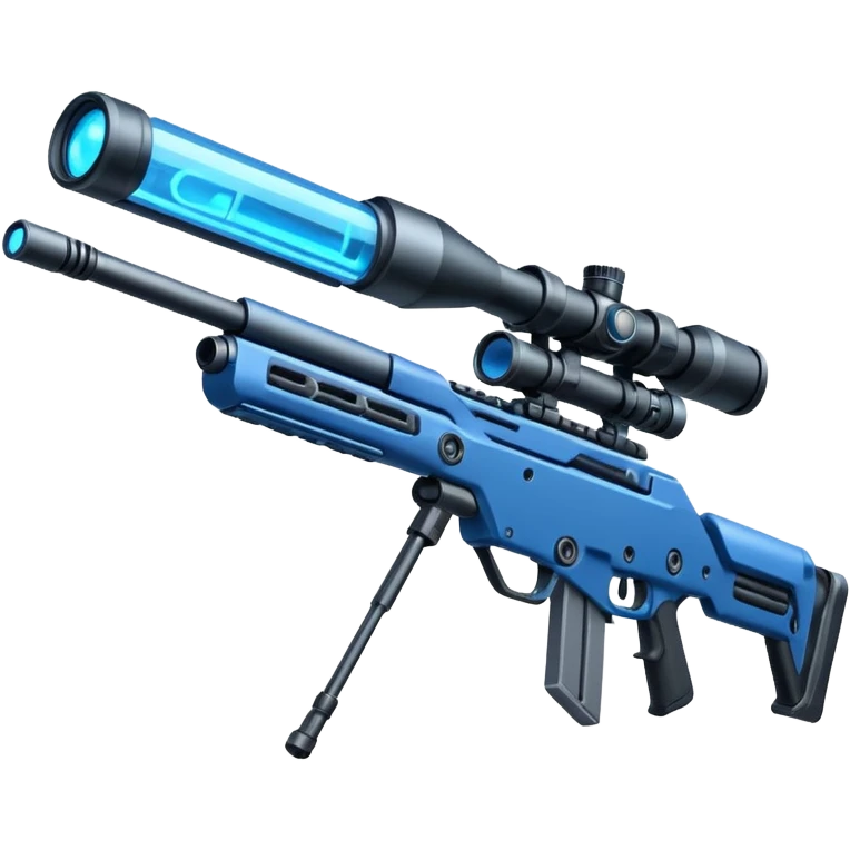 sleek futuristic sniper rifle, extremely long barrel, missile elements, high-tech attachments. add electronic components make the barrel longer emoji