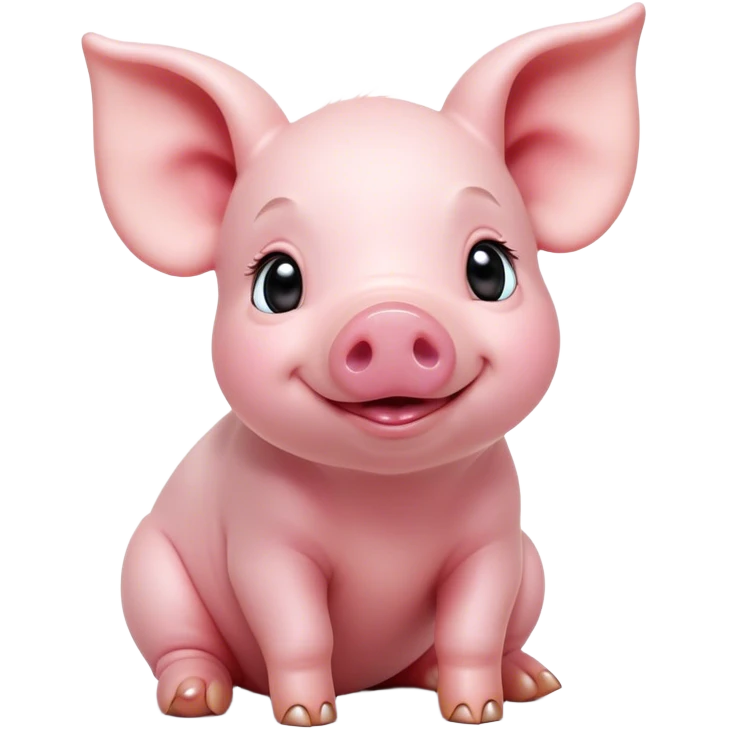 Cinematic Cute Piglet Portrait Emoji, Head tilted playfully and inquisitively, featuring a delicate rosy-pink hide with an adorably tiny snout and subtle sheen, round, sparkling beady eyes filled with boundless curiosity, Simplified yet irresistibly adorable features, highly detailed, glowing with a warm, friendly glow, high shine, affectionate and spirited, stylized with a touch of whimsical charm, bright and endearing, soft glowing outline, capturing the essence of a mischievous yet loving piglet, so playful it feels like it could nibble out of the screen and into your arms! emoji