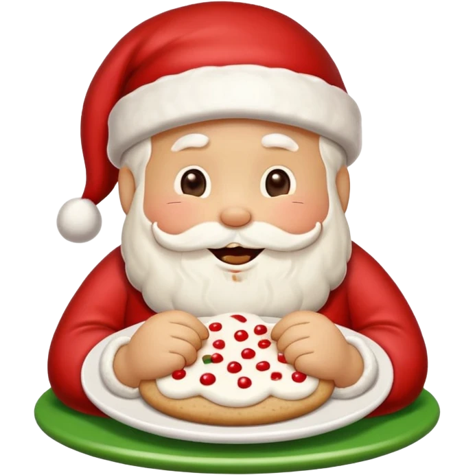 “A cute Christmas-themed Santa cookie, decorated with red and white icing, smiling face, sitting on a small plate, cartoon-style, vibrant colors, festive and cozy mood” emoji
