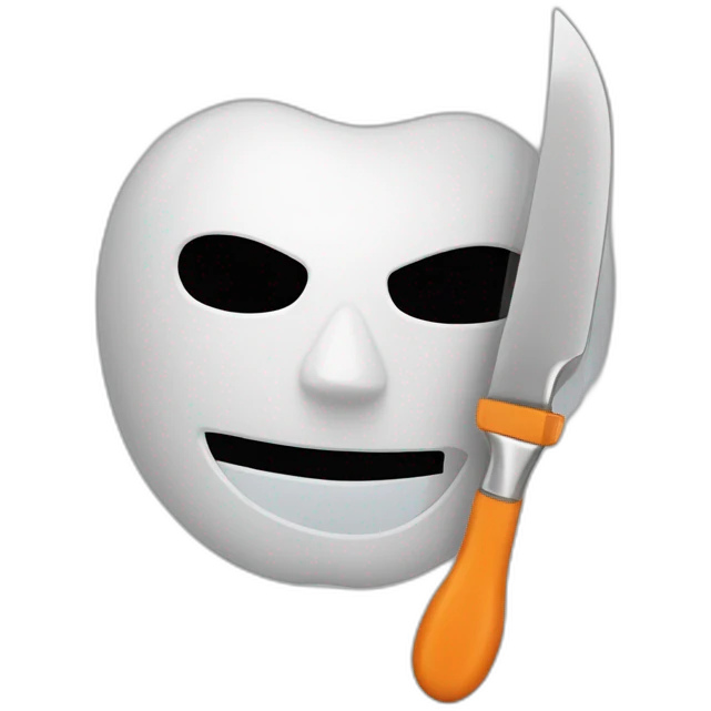 un masque citrouille avec un couteau emoji