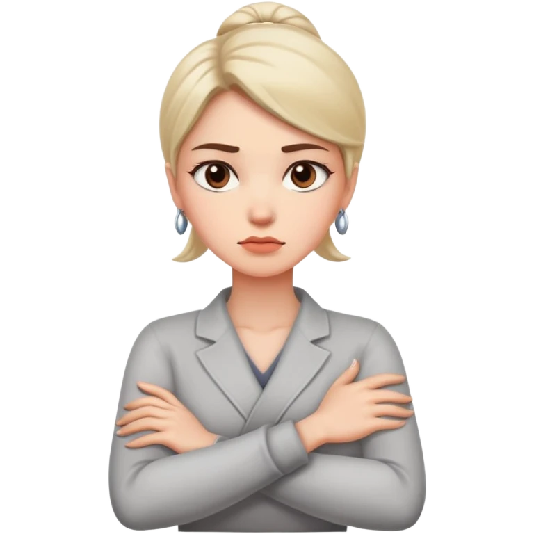 arms crossed holding neck woman serious face emoji