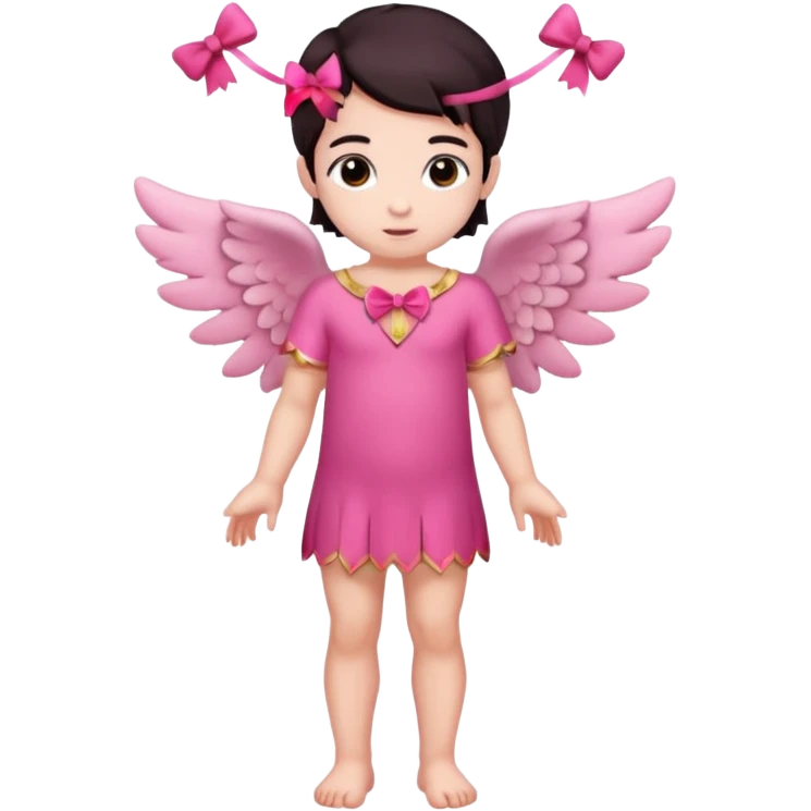 Full body Cupid in pink with a bow and dark hair emoji