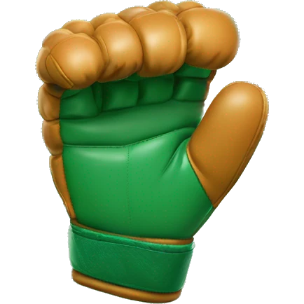 Punching glove shaped themed green dynamic gutiar emoji