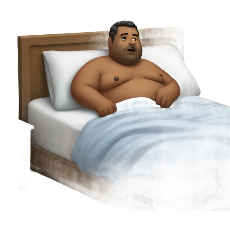 Fat man in bed scrolling on phone emoji