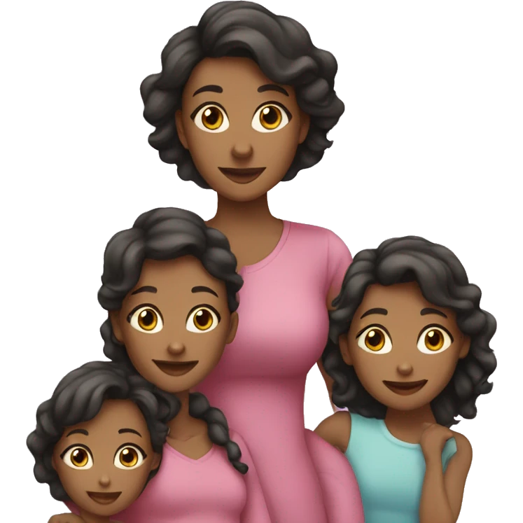 Mom and 3 daughters emoji