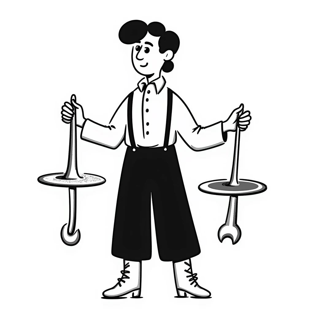 Victorian era English worker with tools, suspenders, boots, and rugged appearance from industrial revolution emoji