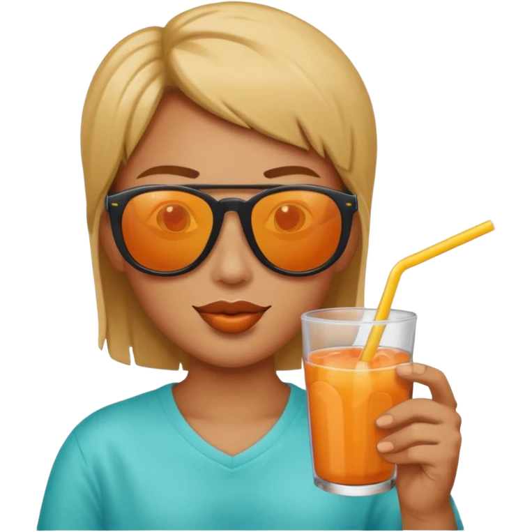 Sun is wearing sunglasses and drinking juice with stra emoji