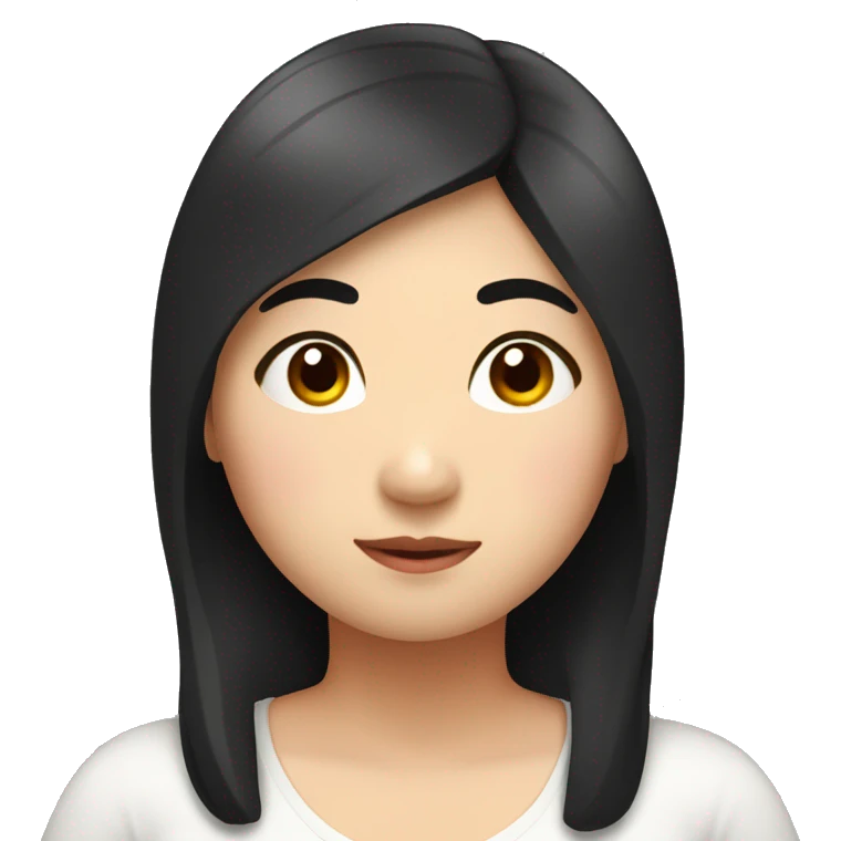 little overweight asian woman with black  hair, make emoji from shoulders, use one photo  emoji