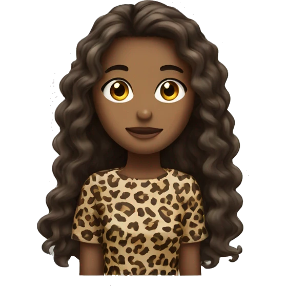 Ragazza capelli marroni e leopardo emoji