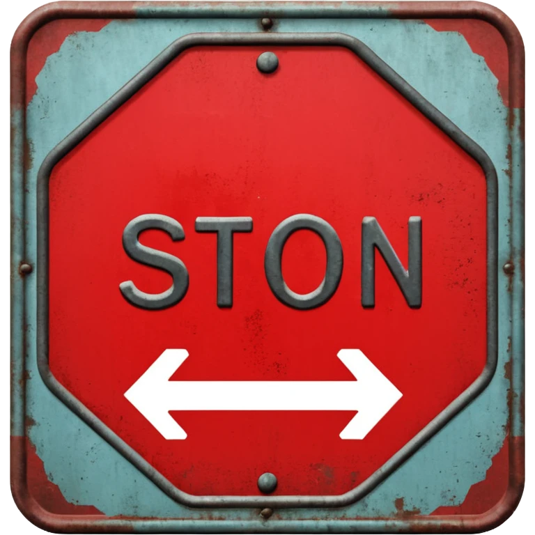 red, road sign, hexagonal, with the inscription SANCTIONS emoji