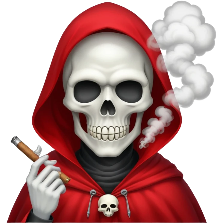 grim reaper in red cape smoking weed with loads of smoke around emoji