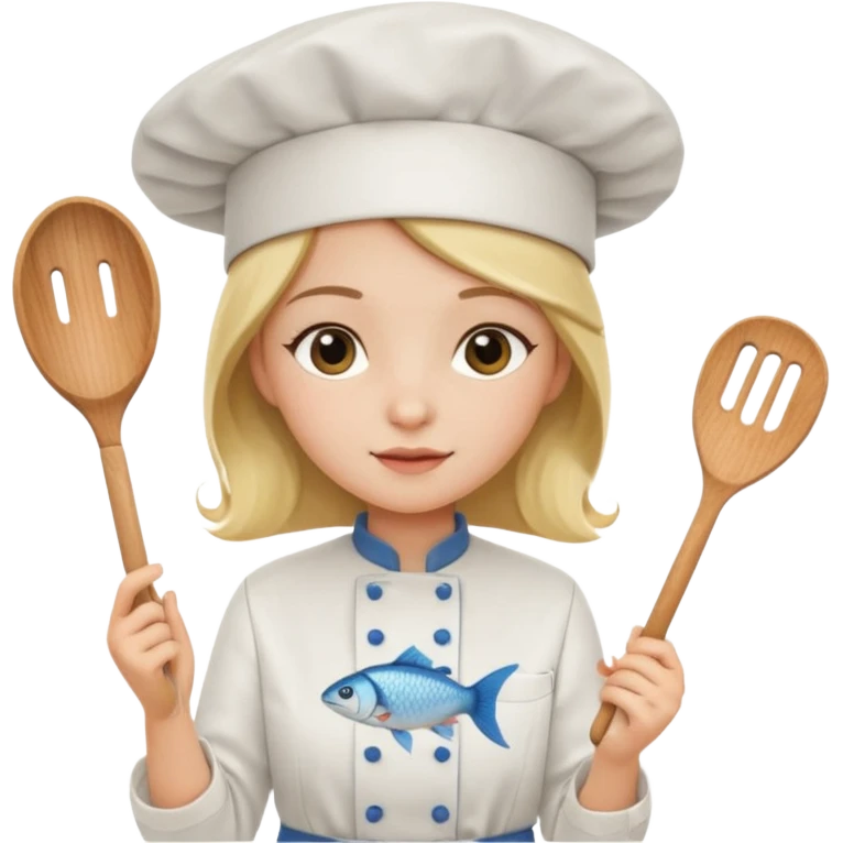 Girl cat cooking fish emoji