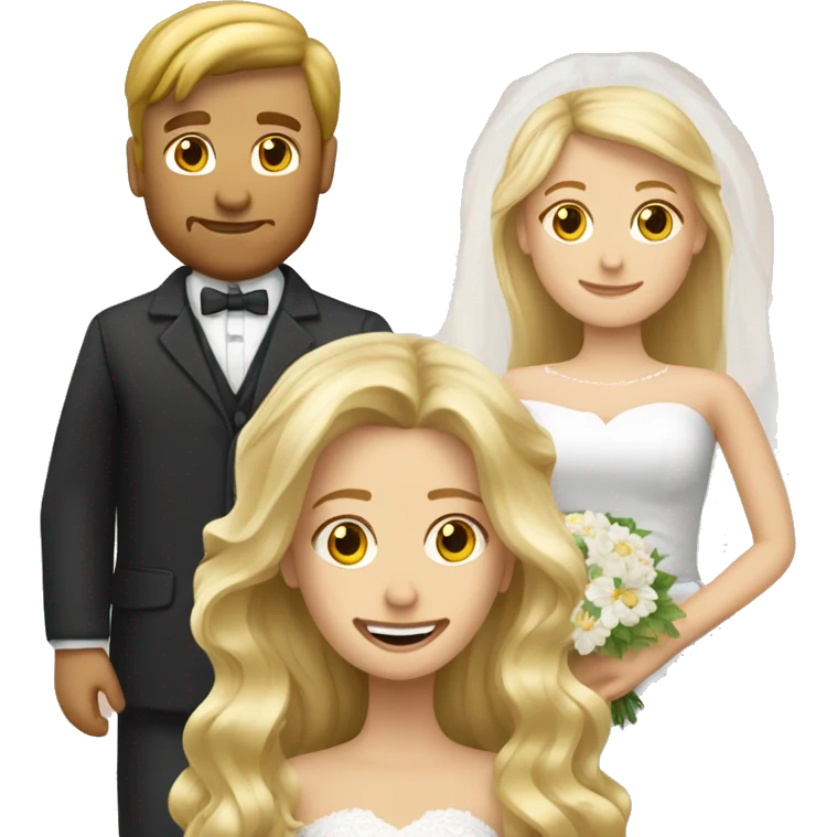 Blonde Frau lange Haare und Mann mit Anzug braune Haare und Bart heiraten emoji