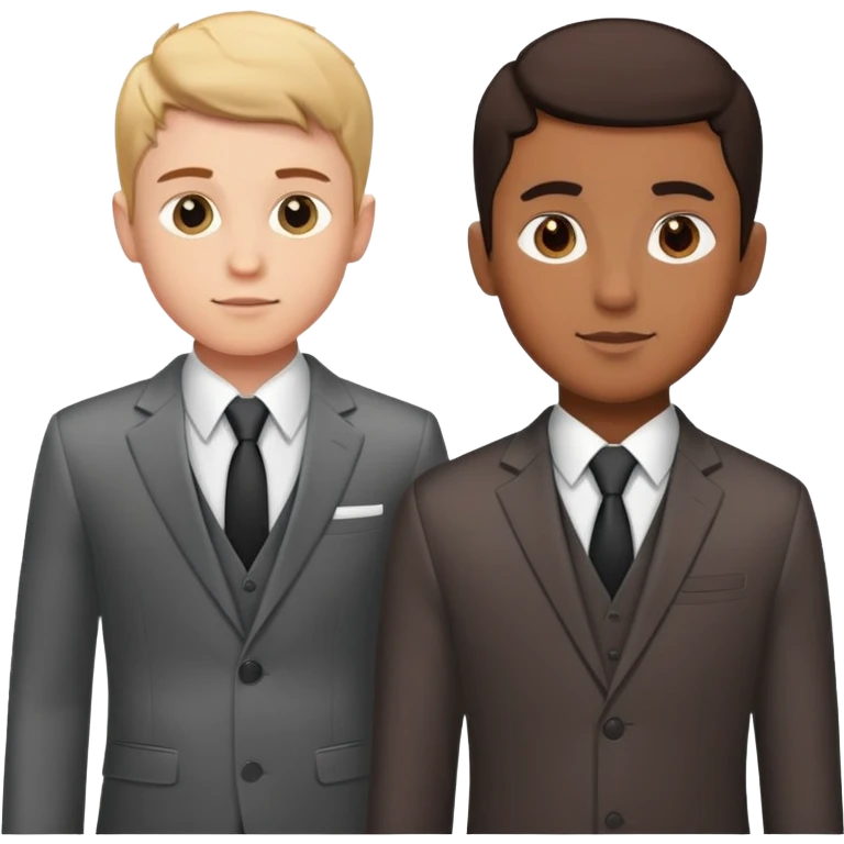 Brown boy and white boy wearing suits emoji