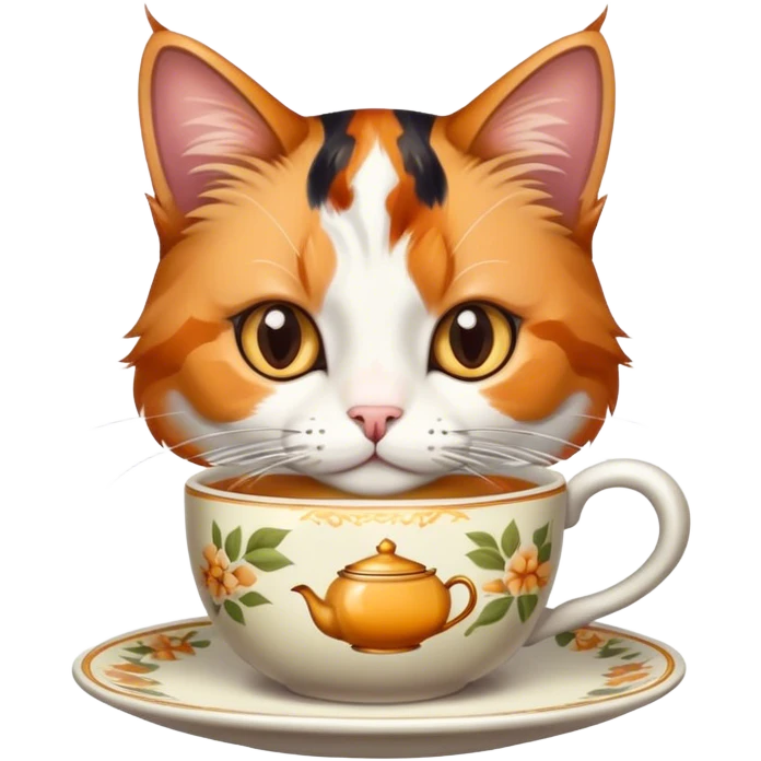 japanese cat drinking tea emoji