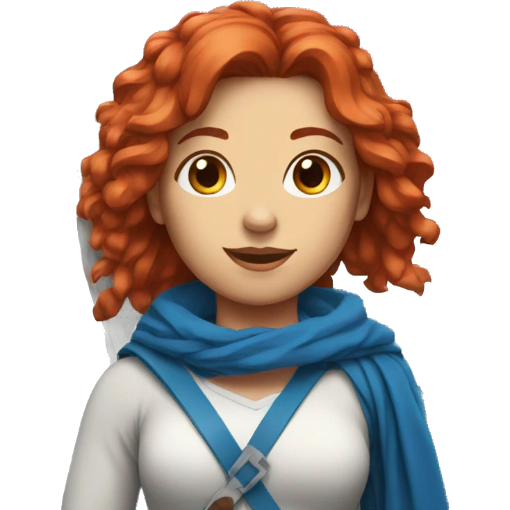 a red hair female on everest and greek flag emoji