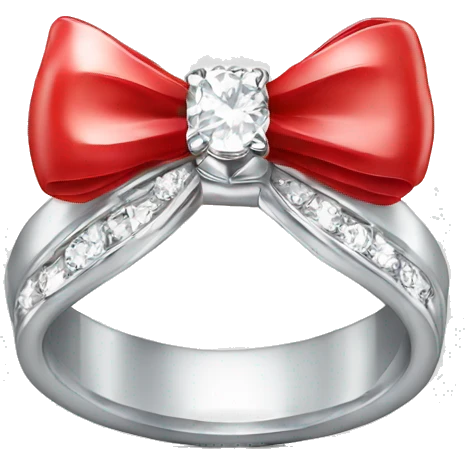 Silver diamond ring with a bow in red emoji