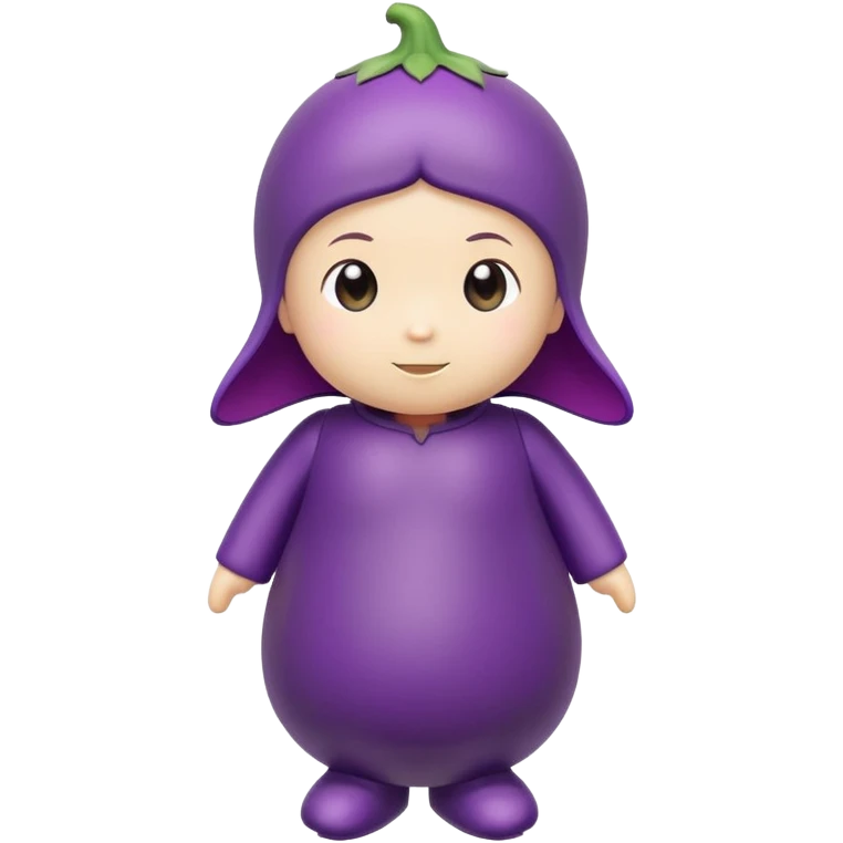 Sonny Angel toy with eggplant costume head emoji