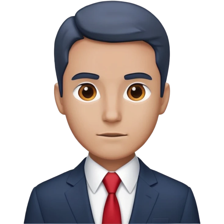 man wearing a dark blue-gray business suit with a white shirt and a red tie emoji