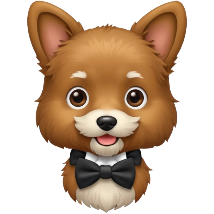 A mini dog with a scruffy but adorable beard, tail wagging excitedly and wearing a little bowtie.




















 emoji