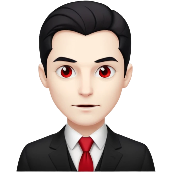 {
      "type": "human",
      "look": "elegant vampire, pale skin, black suit, red tie, calm smirk",
      "description": "an elegant vampire with pale skin wearing a black suit and red tie"
    } emoji