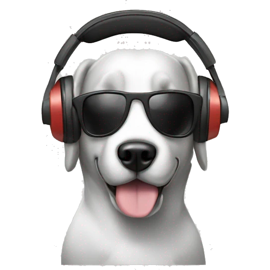 th rock with a dog head and headphones emoji
