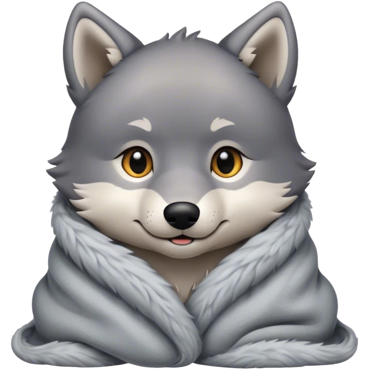 Cozy wolf pup in blanket emoji