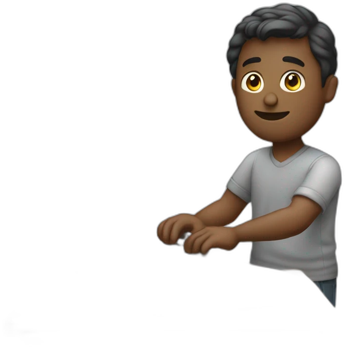 Man standing on a desk working on a computer emoji