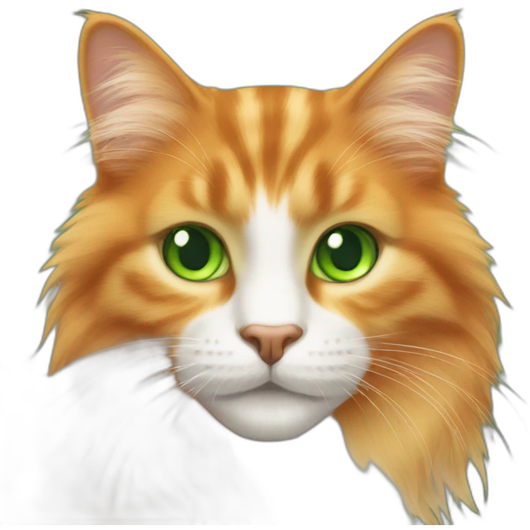 Orange long fur cat with green eyes emoji