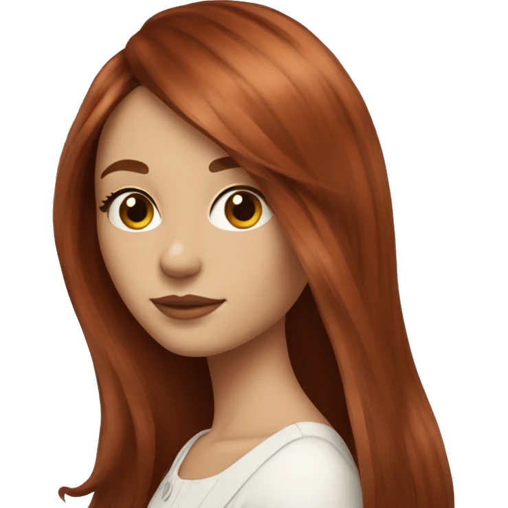 beautiful girl with long red brown hair and curtain bangs emoji