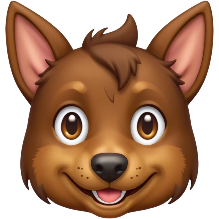Cinematic Comical Brown and Tan Kelpie Portrait Emoji, Head tilted dramatically with an exaggeratedly amused expression, featuring a striking brown Fur with bold tan accents, wide, expressive warm eyes filled with playful disbelief, Simplified yet hilariously expressive features, highly detailed, glowing with a slightly sassy glow, high shine, dramatic yet playful, stylized with an air of cheeky mischief, bright and endearing, soft glowing outline, capturing the essence of a spirited and over-the-top herder, so meme-worthy it feels like it could side-eye its way into internet fame instantly! emoji