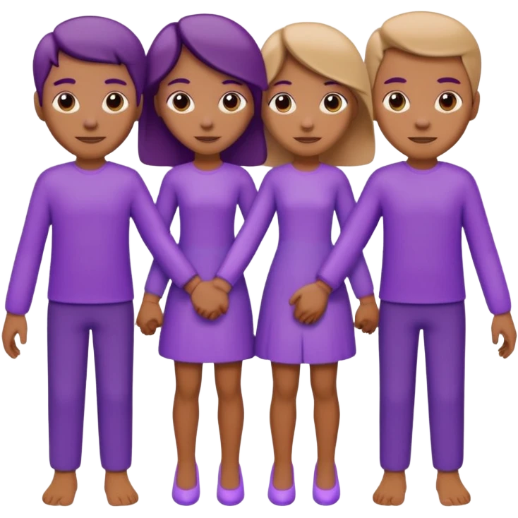 purple group without eyes and nose  holding hands emoji