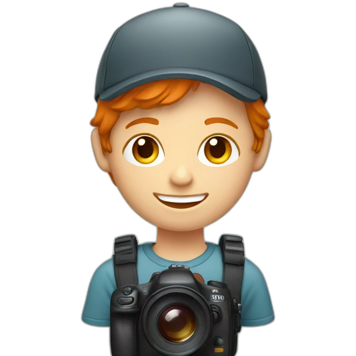 a smiling redhead cameraman emoji