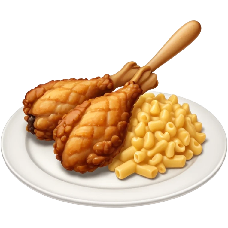 drumstick chicken with mac and cheese on the side on a plate emoji