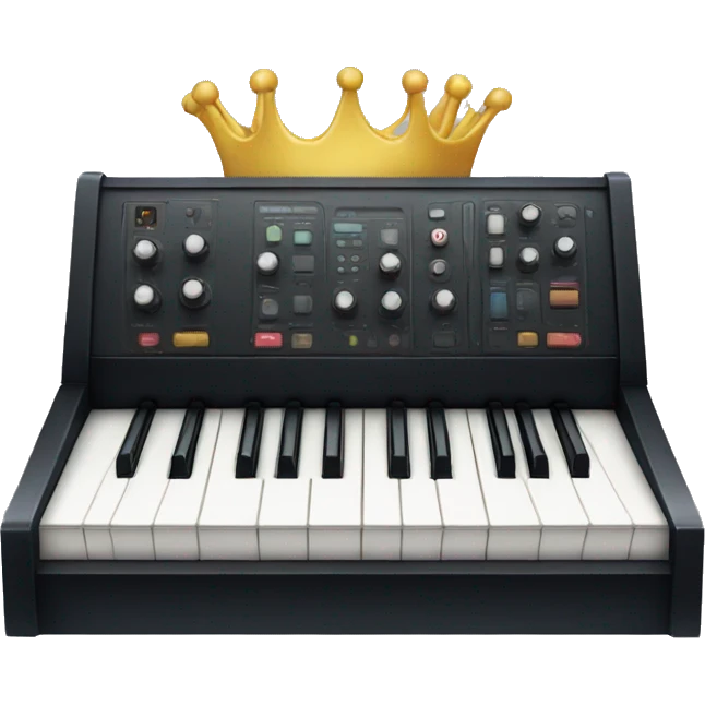 a synth with a crown on the corner emoji