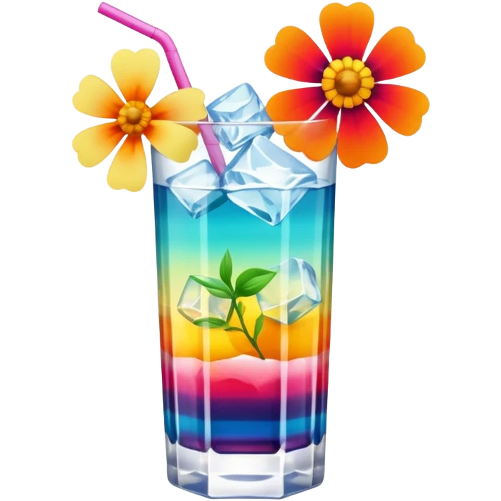colorful aesthetic drink with flower decor emoji