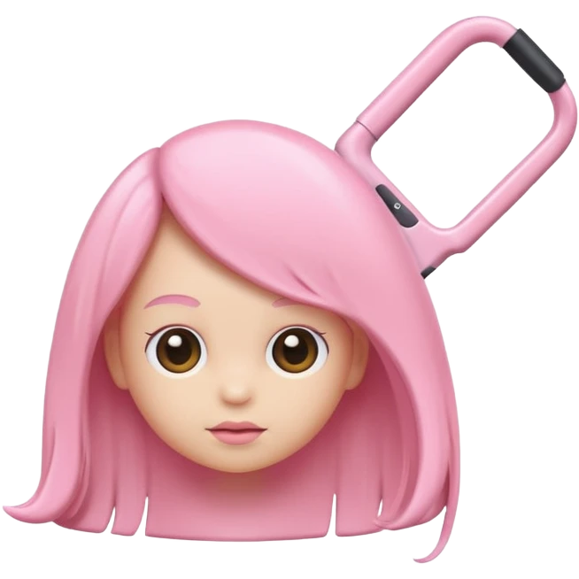 A baby pink color with hair iron in iOS emoji style, 3D icon, plastic texture, soft reflection, minimalist design. emoji