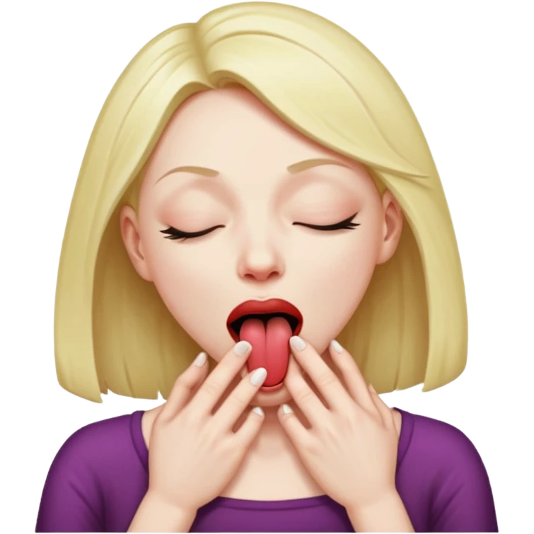 woman strangling herself with tongue out and eyes closed  emoji
