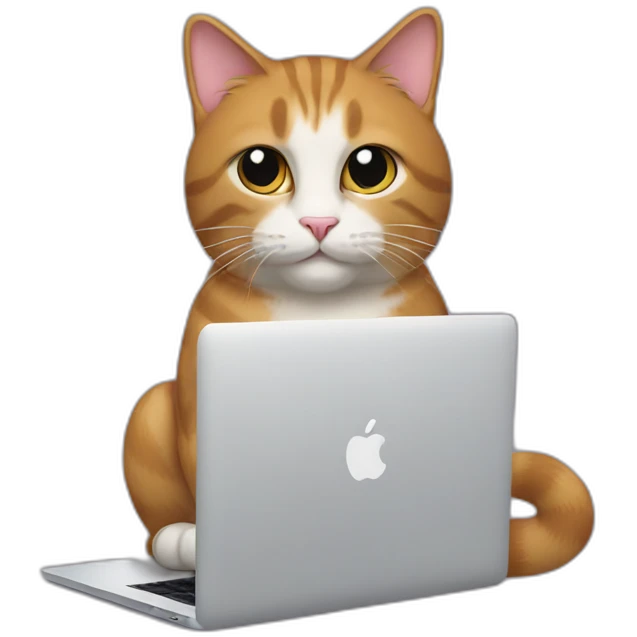 A cat holds a Macbook in its paws emoji