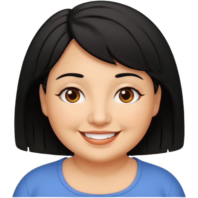 woman 60, brown eyes, very short weavy black hair, chubby emoji