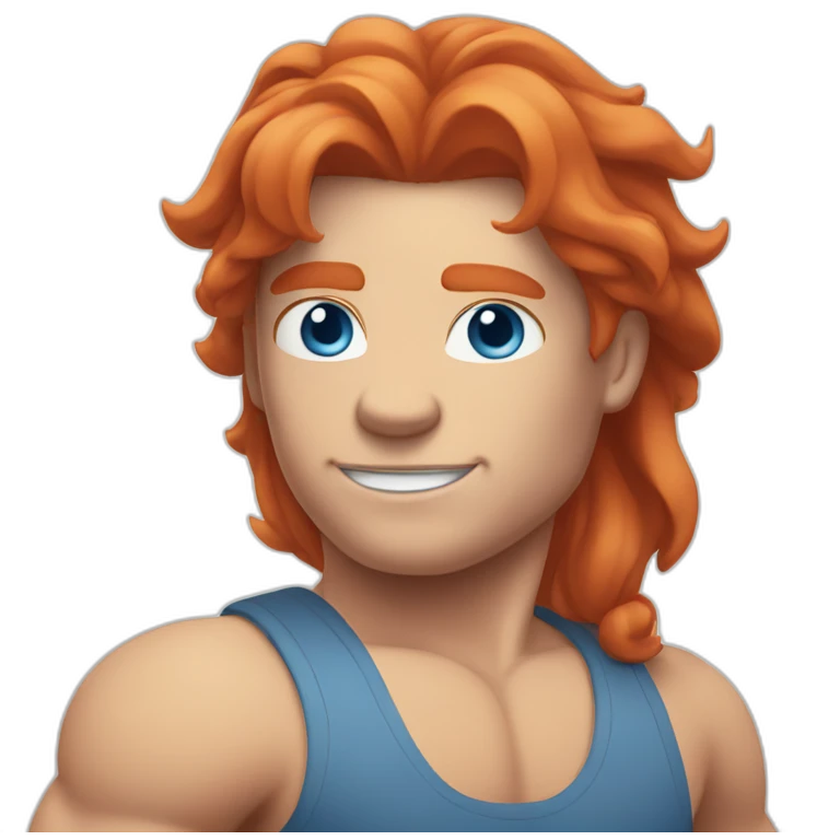 Yoga Muscle man blue eyes neat red hair emoji