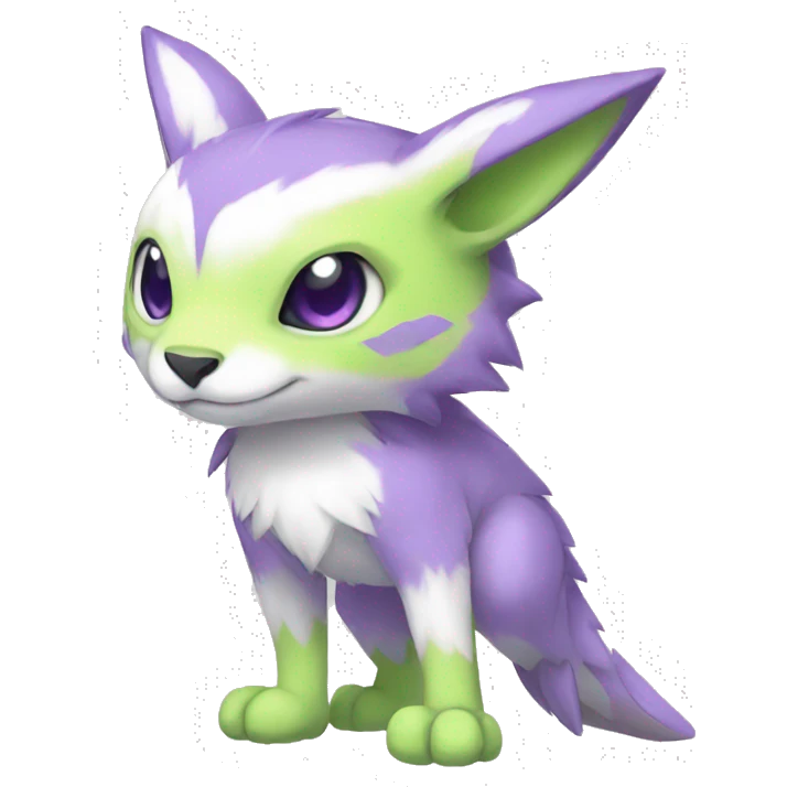 Cute cool purple white lime animal hybrid Fakemon full body emoji