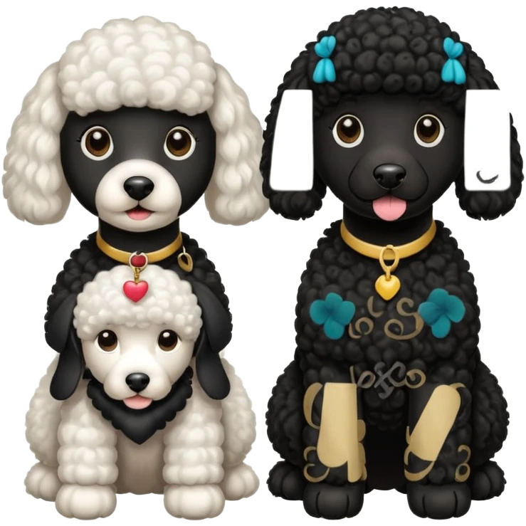 1 poodle blanca y 2 negras emoji