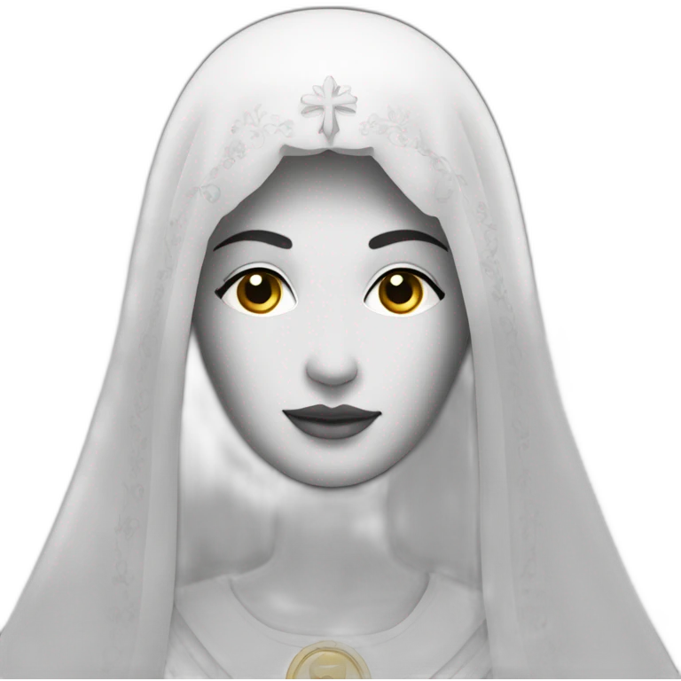 Sainte vierge en voile noir et blanc emoji